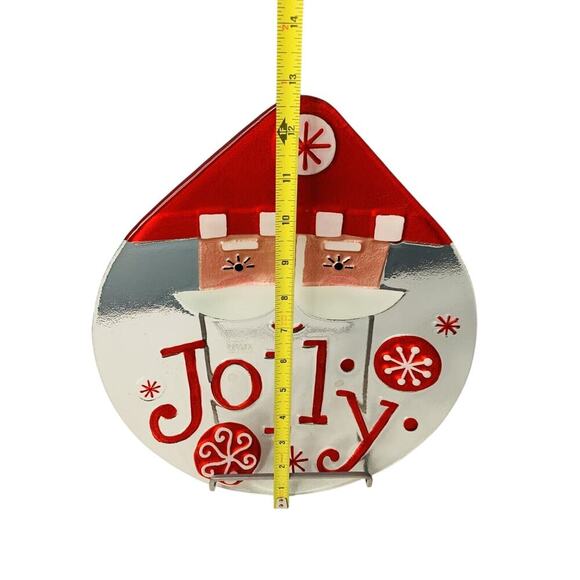 New Jolly Santa Fusion Glass Shaped Plate Platter Lori Siebert 2011 Silvestryi - Picture 7 of 9
